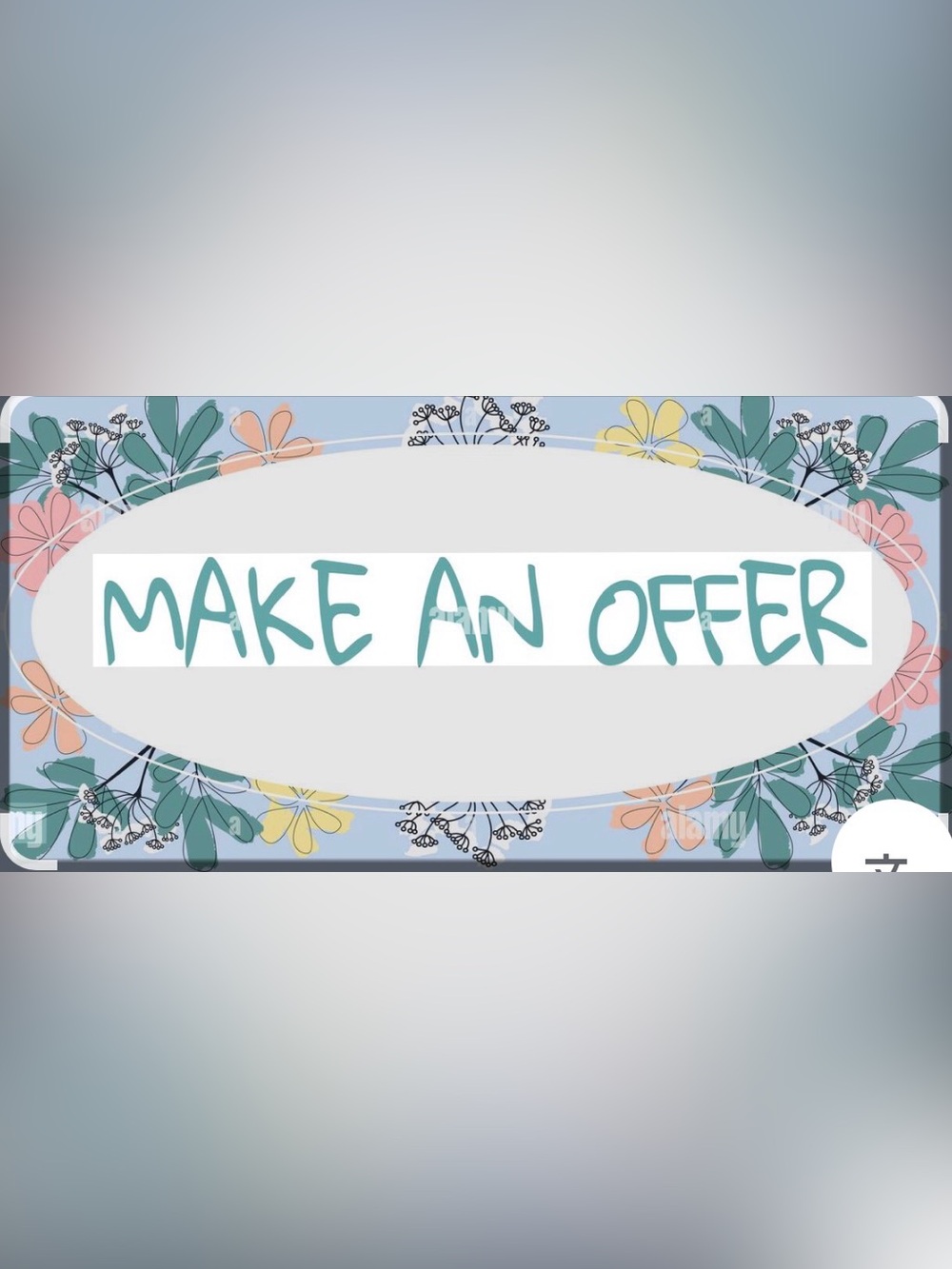 Floral "Make An Offer" Sign - Teal Text